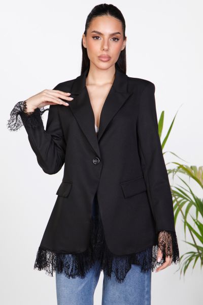 Long blazer with Lace Hem