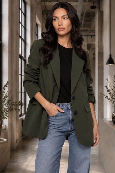 Oversize σακάκι με ψεύτικες τσέπες και κουμπιά