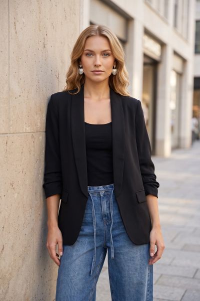 Oversize ανοιχτό σακάκι με σούρες στα μανίκια