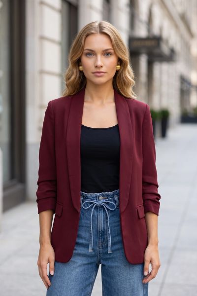 Oversize ανοιχτό σακάκι με σούρες στα μανίκια