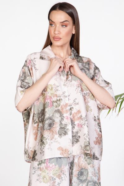Oversize φλοράλ πουκάμισο με κοντό μανίκι