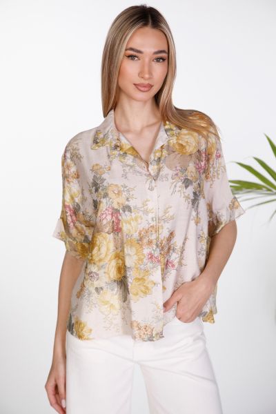Oversize φλοράλ πουκάμισο με κοντό μανίκι