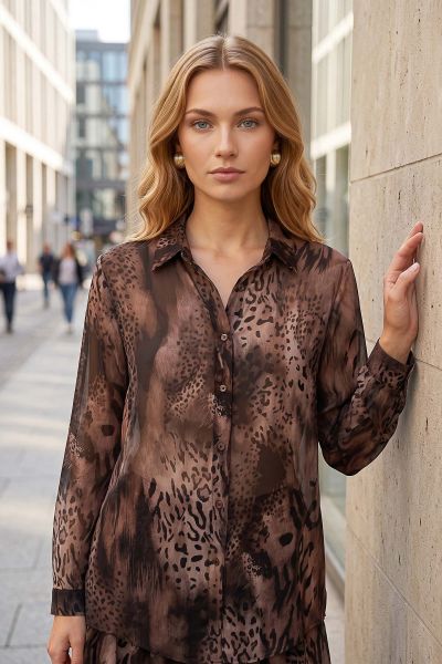 Πουκάμισο μουσελίνα see-through με animal print