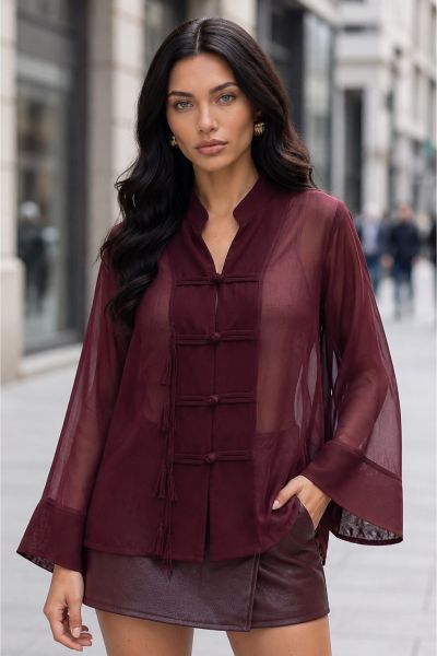 See-through oversize πουκάμισο με japanese κούμπωμα