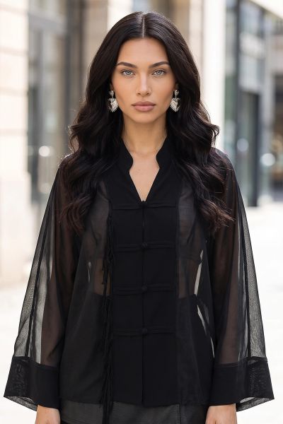 See-through oversize πουκάμισο με japanese κούμπωμα