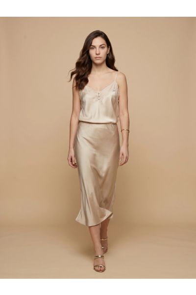 Satin midi skirt in a-line silhouette