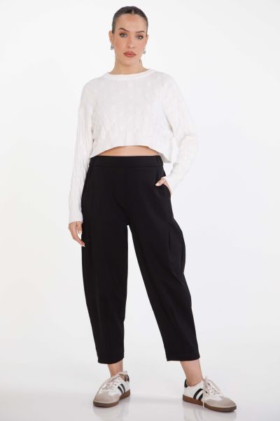 High-waist barrel trousers