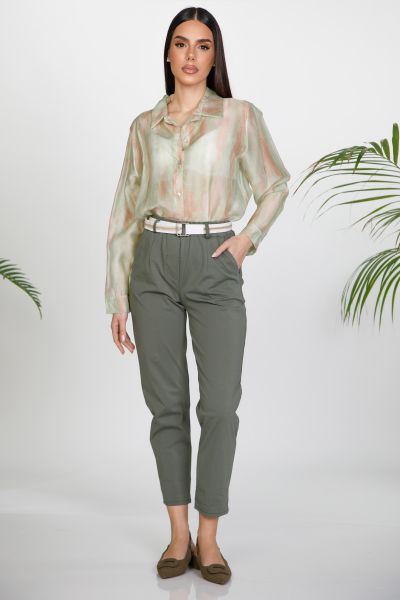 Trousers with lapels and elastic waistband