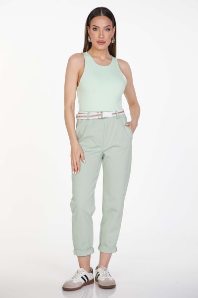 Trousers with lapels and elastic waistband