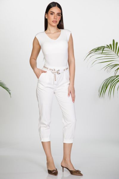 Trousers with lapels and elastic waistband
