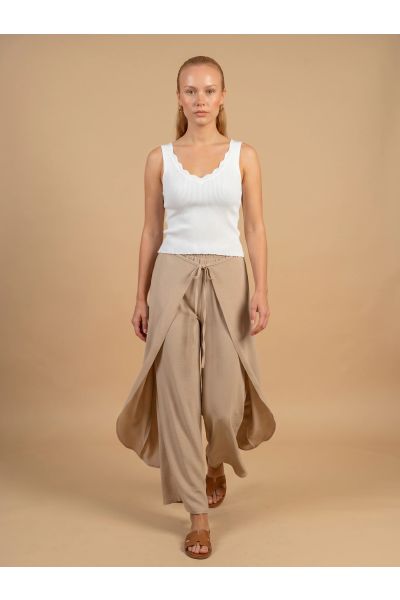 Pareo trousers with front tie, and side slits