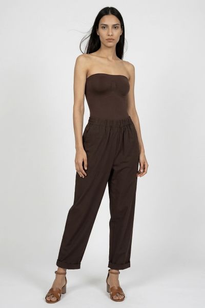 Εlastic-waist trousers with cuffed hem