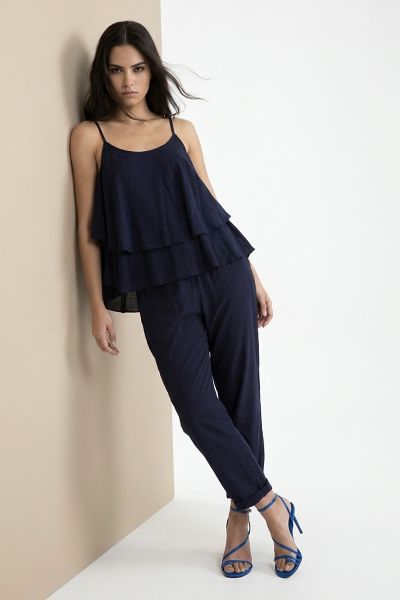 Εlastic-waist trousers with cuffed hem