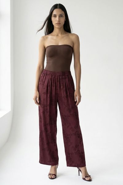 Jacquard pants with elastic waist