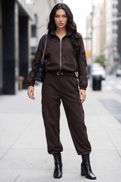 Ψηλόμεσο παντελόνι cargo / jogger με ελαστικό τελείωμα