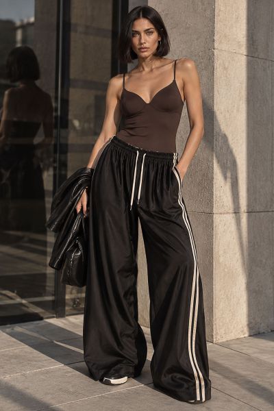Σατέν φόρμα με πλαϊνές ρίγες