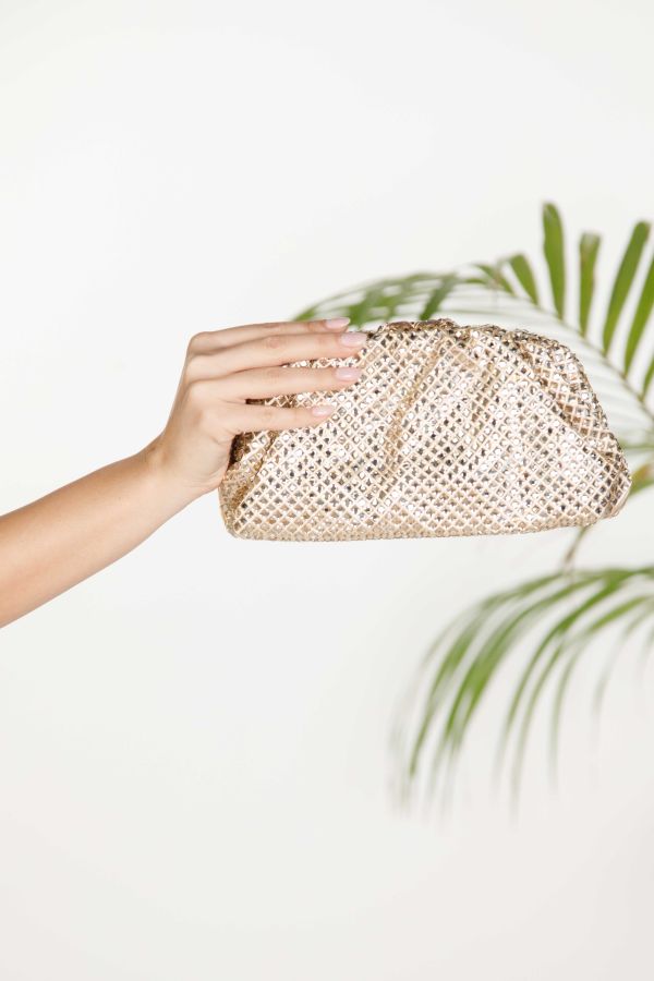 Clutch with large rhinestones
