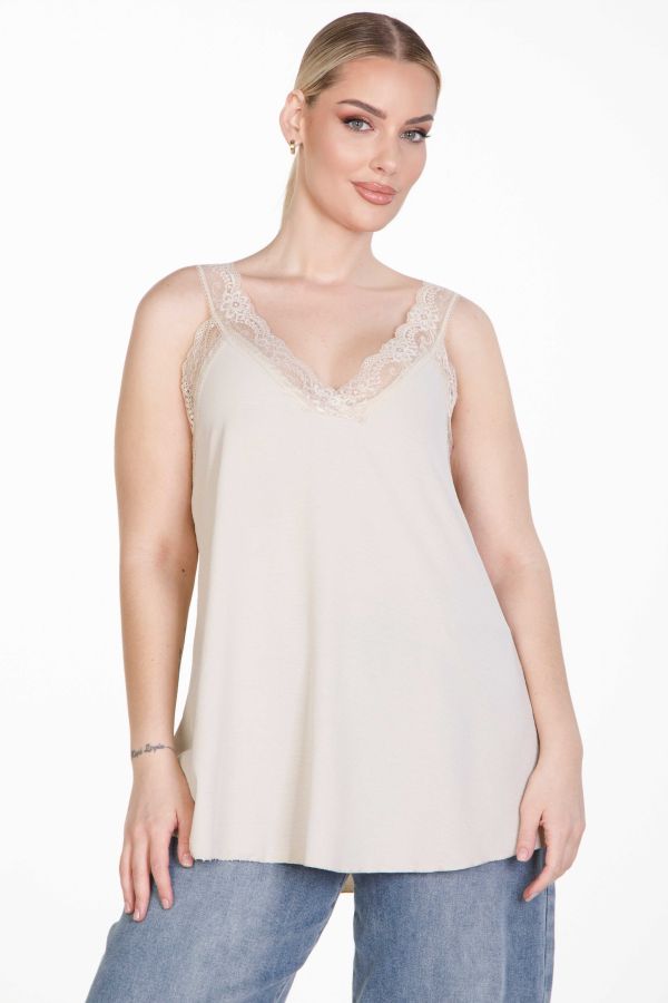 Αμάνικο lingerie τοπ με δαντέλα