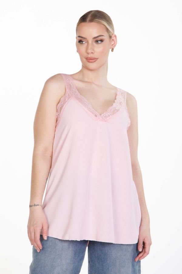 Sleeveless lingerie top with lace details