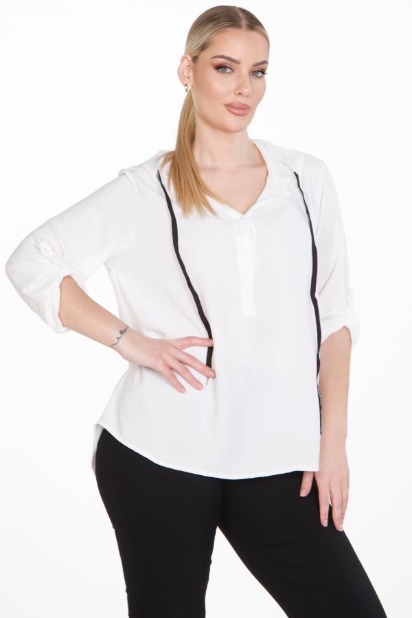 Oversized hoodie blouse with front drawstring