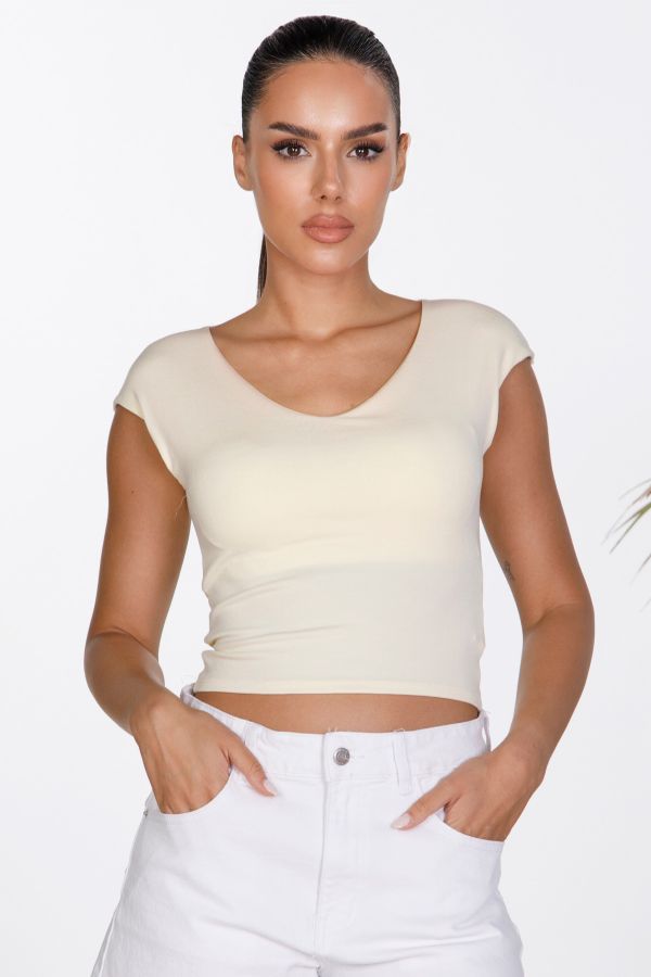 Αμάνικο crop V με cups
