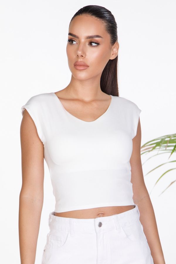 Αμάνικο crop V με cups