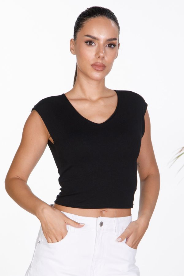 Αμάνικο crop V με cups