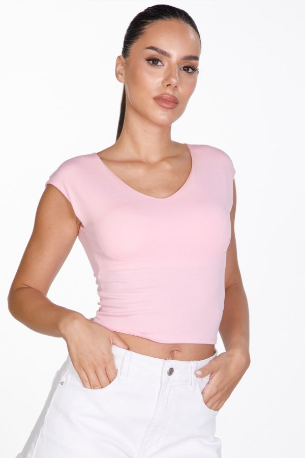 Αμάνικο crop V με cups