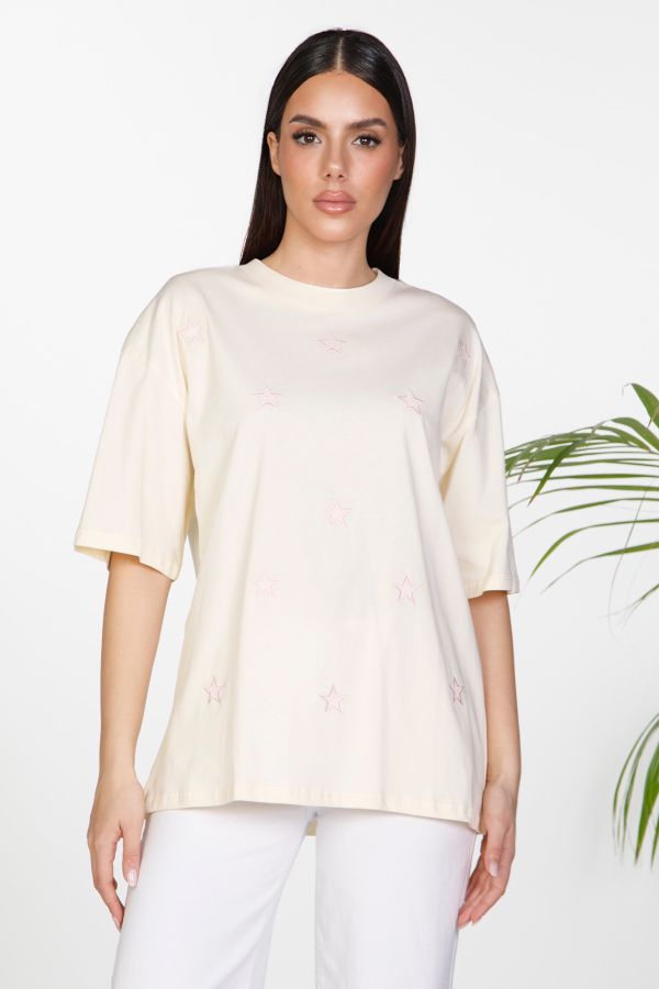 Μπλούζα oversize με τύπωμα αστέρια