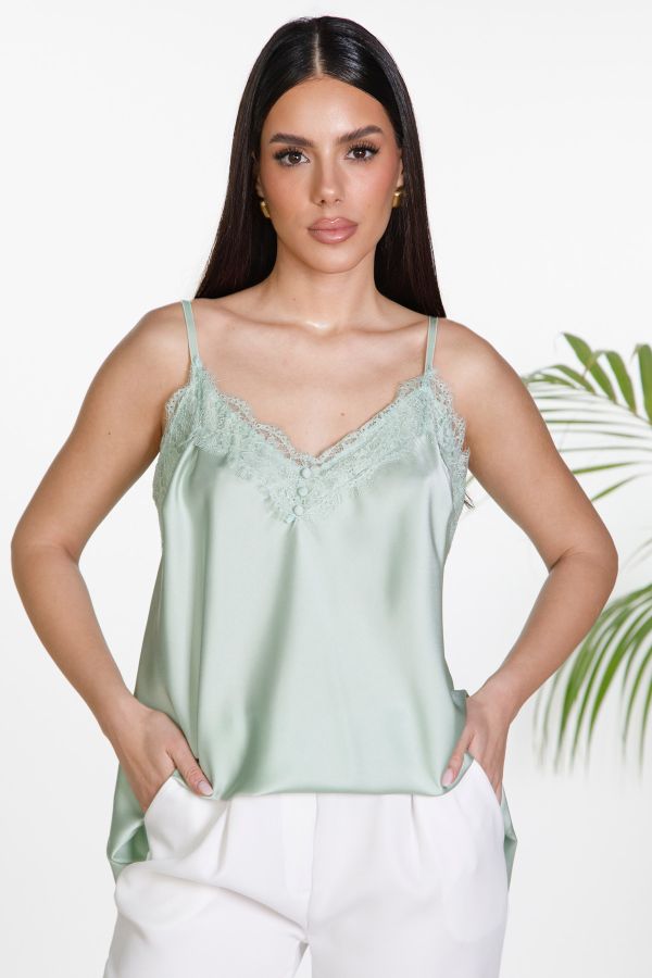 Lingerie-style blouse with thin straps