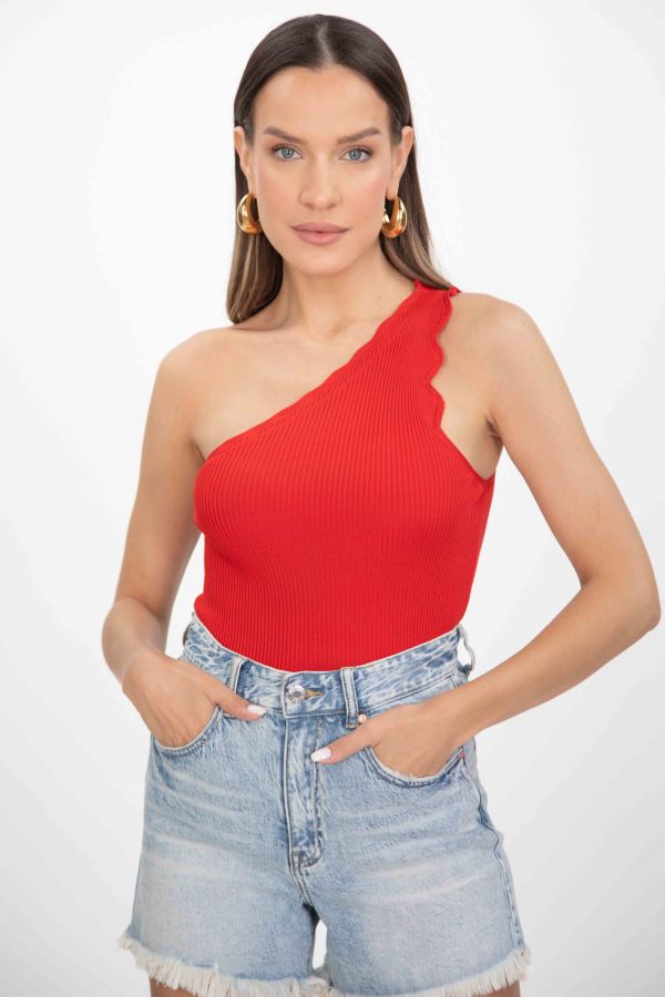 One shoulder ribbed top
