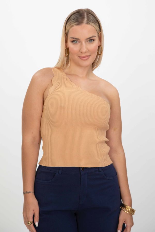 One shoulder ribbed top