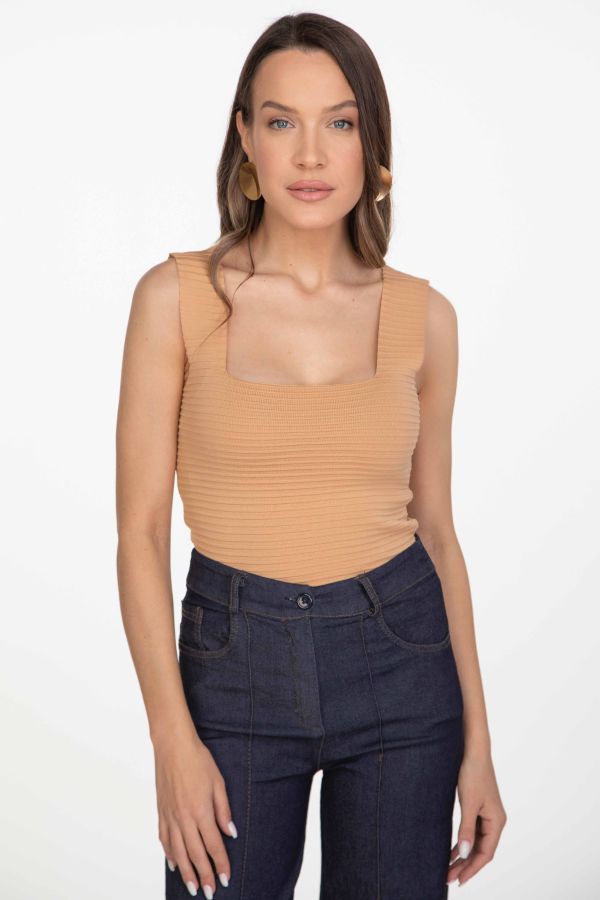 Ribbed wide strap top