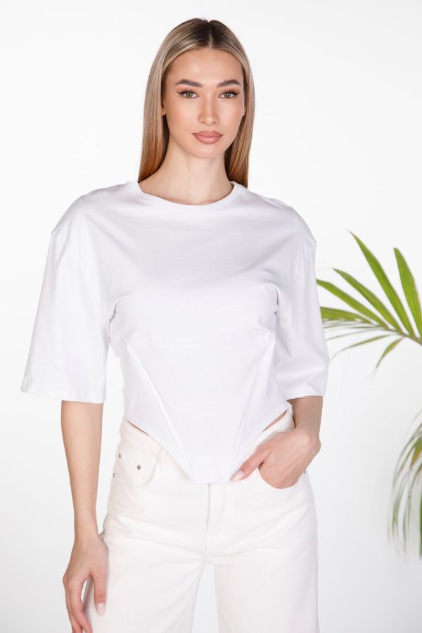 Crop top με βάτες & ασύμμετρο τελείωμα