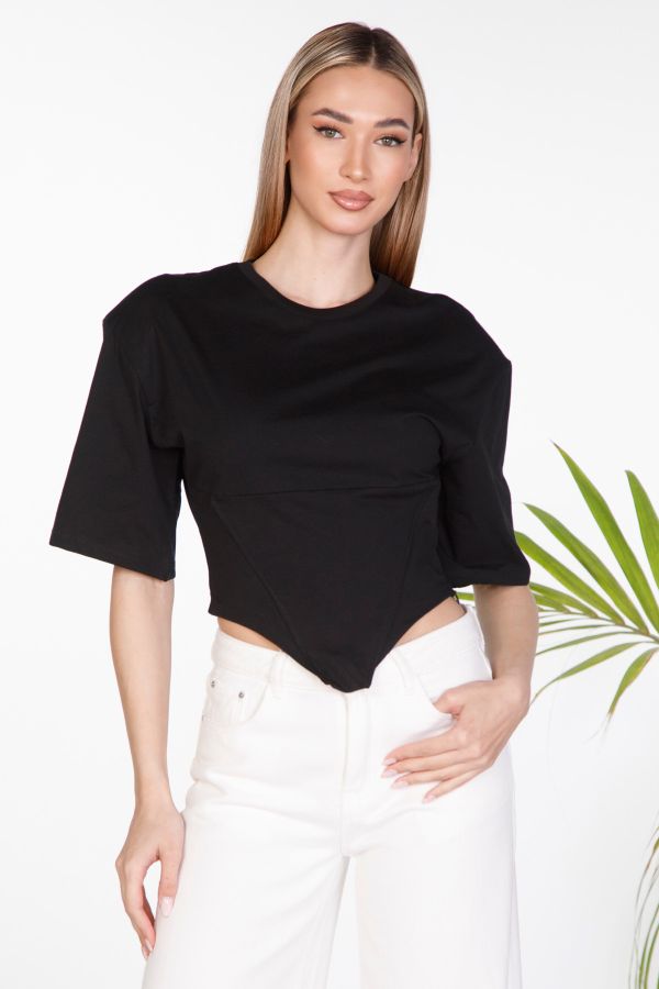 Crop top με βάτες & ασύμμετρο τελείωμα