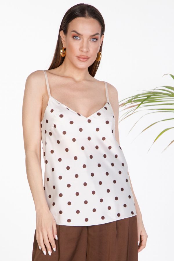 Σατινέ lingerie top με πουά σχέδιο