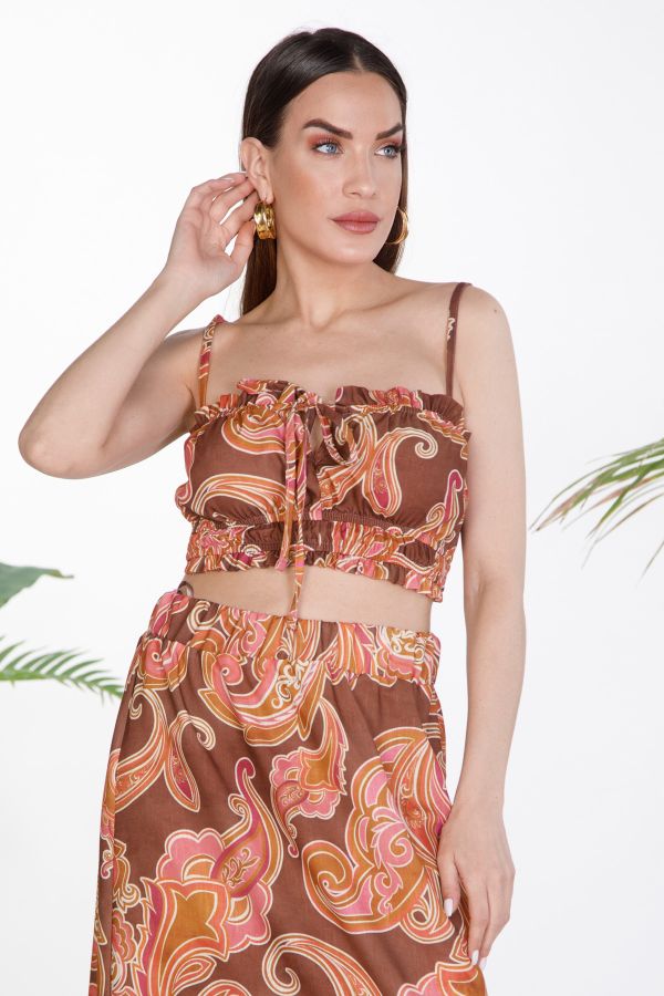 Strappy crop top with paisley prints