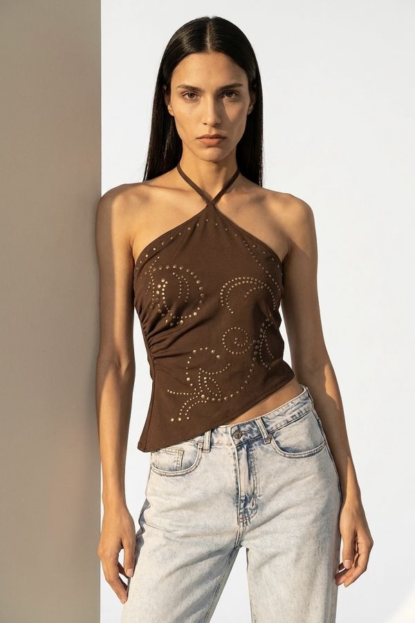 Halter top with studs