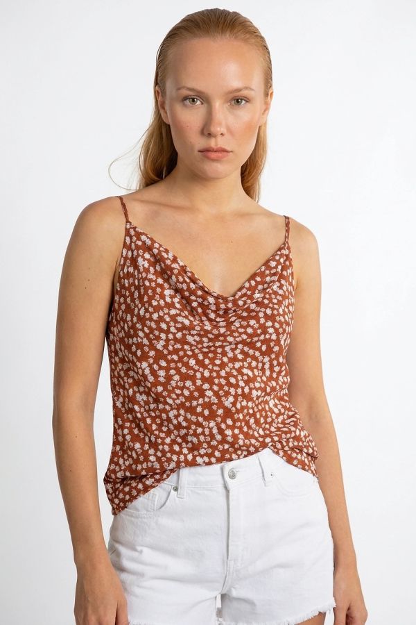 Floral draped strappy top