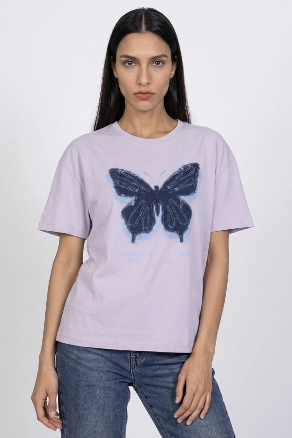 T-shirt με στάμπα πεταλούδα