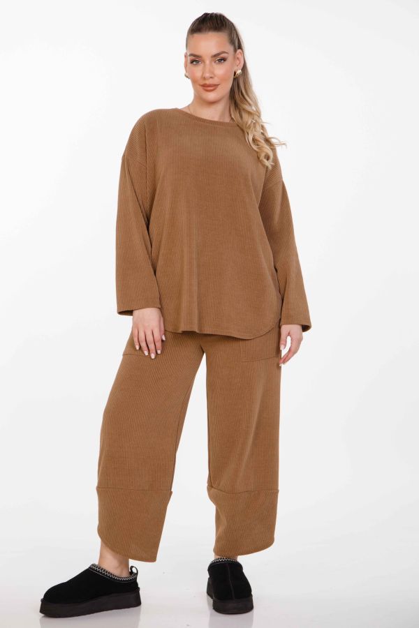Corduroy blouse and asymmetrical pants co-ord
