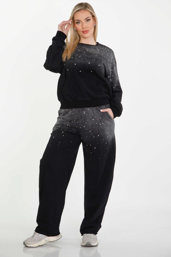 Stonewashed co-ord with rhinestone blouse, pants