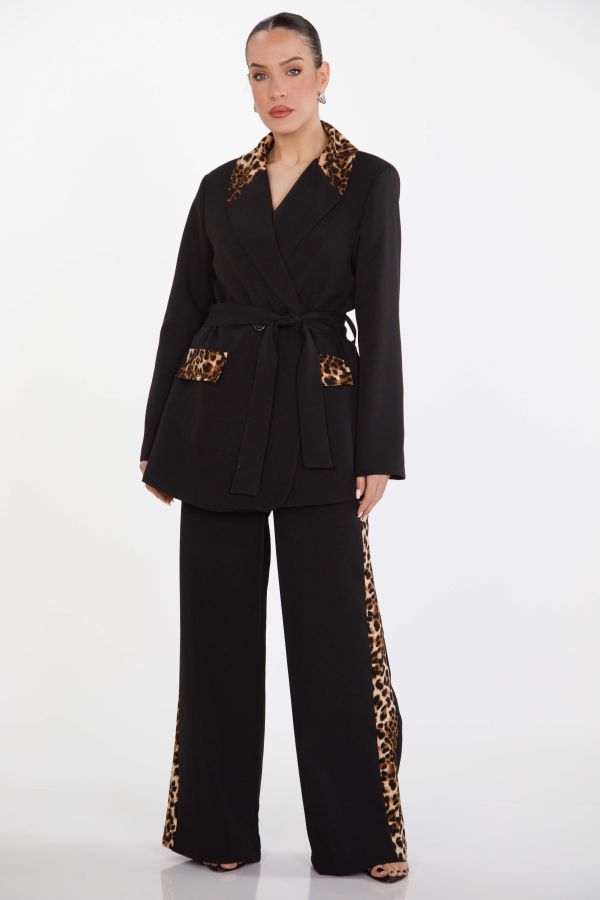 Suit co-ord blazer and pants with leopard details