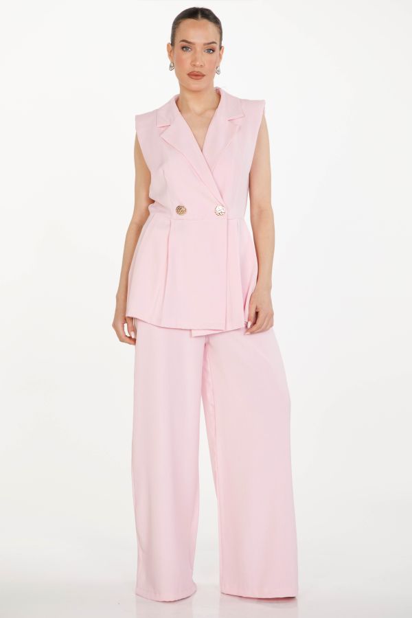 Sleeveless Wrap Top and Pants Set
