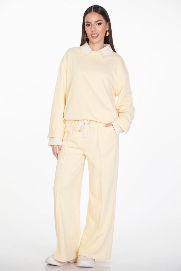 Oversized co-ord of blouse with striped details and pants