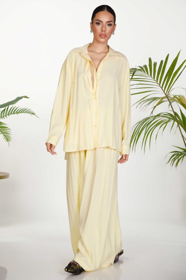 Shirt with lace and pants set