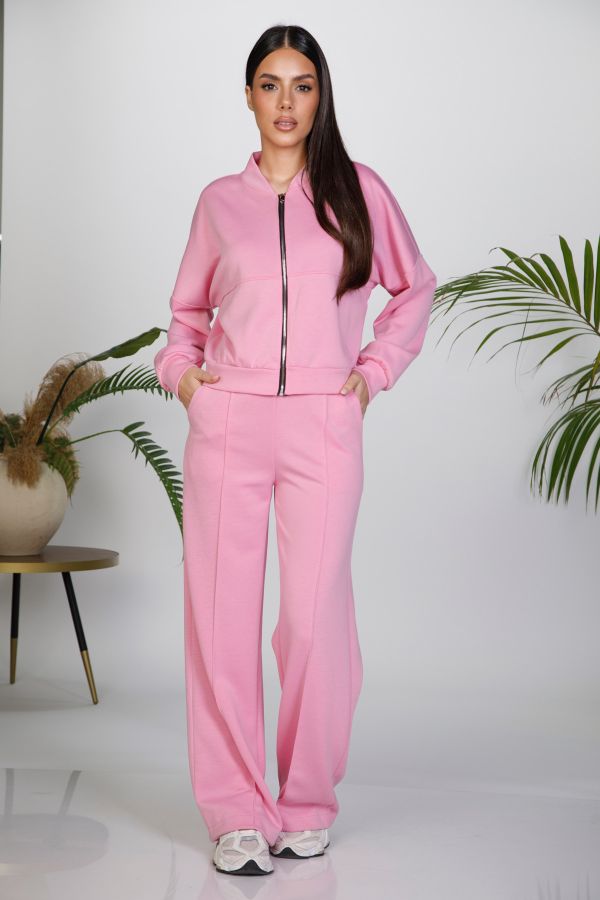 Hooded jacket and trousers set with seam detail