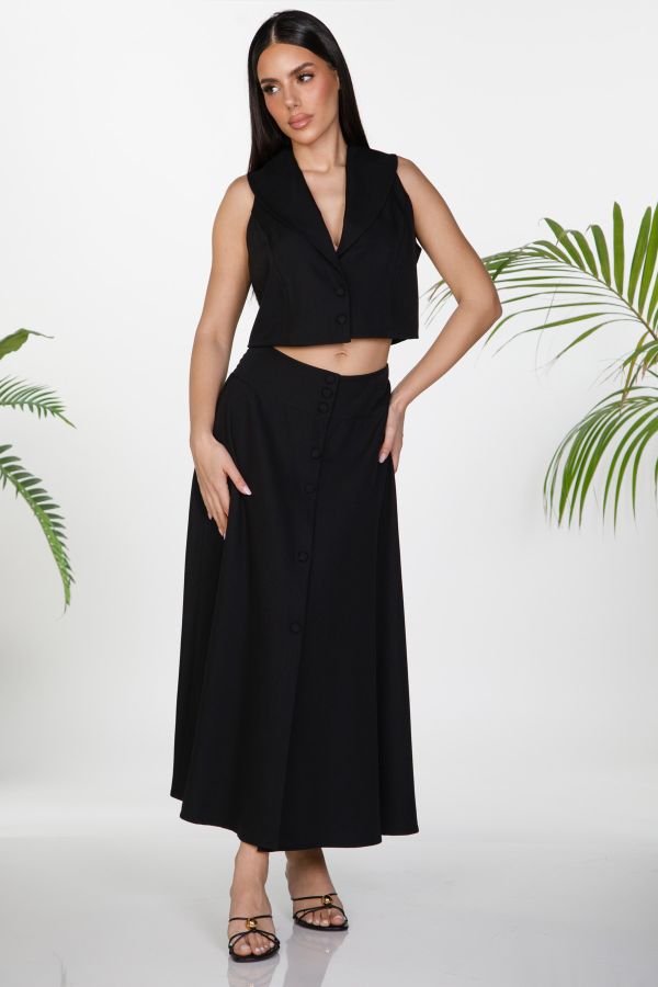 Σετ γιλέκο crop top και φούστα αλφα γραμμή