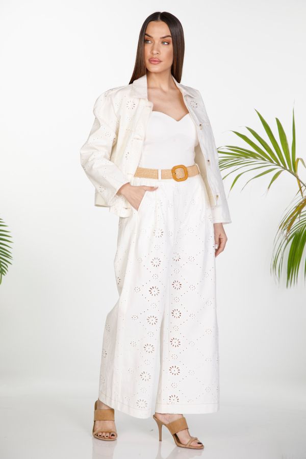 Broderie anglaise σετ: τζάκετ & παντελόνα