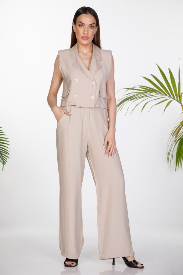 Crop vest with shoulder pads & trousers